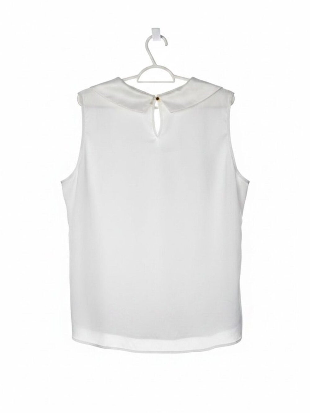 Calvin Klein White Sleeveless Blouse Women Large Satin Career Top - Picture 3 of 12